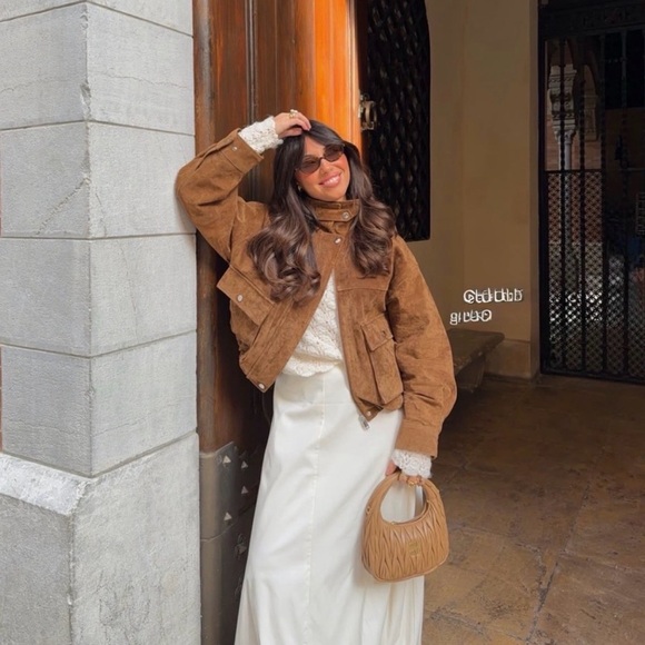 ZARA 100% LEATHER BOMBER JACKET - Picture 11 of 11